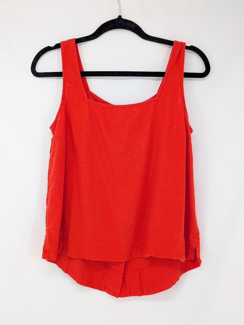 LC Lauren Conrad Linen Blend Red Sleeveless Button Down Back Loose Fit Tank XS